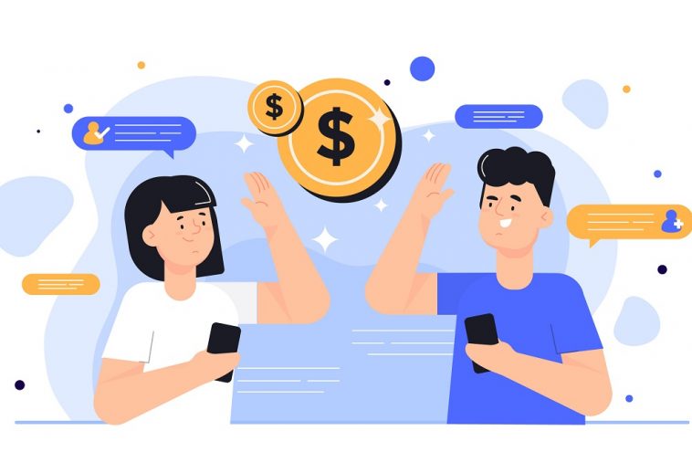 casal com celular na mão com moedas na volta simbolizando como ganhar dinheiro online rápido