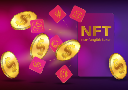 Tokens exclusivos e moedas de ouro de dólares americanos voam de seus celulares NFT